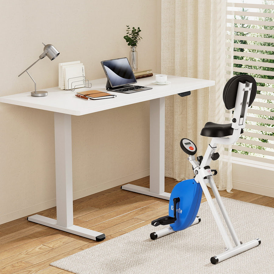 Artiss Under Desk Folding X-Bike with 140cm Automatic Standing Desk Magnetic Resistance White