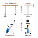 Artiss Under Desk Folding X-Bike with 140cm Automatic Standing Desk Magnetic Resistance Oak - Front View