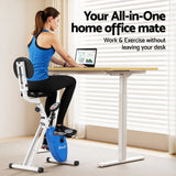 Artiss Under Desk Folding X-Bike with 140cm Automatic Standing Desk Magnetic Resistance Oak - Top-Down View