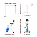 Artiss Under Desk Folding X-Bike with 120cm Automatic Standing Desk Magnetic Resistance White - Front View