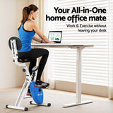 Artiss Under Desk Folding X-Bike with 120cm Automatic Standing Desk Magnetic Resistance White - Top-Down View