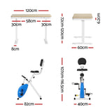 Artiss Under Desk Folding X-Bike with 120cm Automatic Standing Desk Magnetic Resistance Oak - Front View