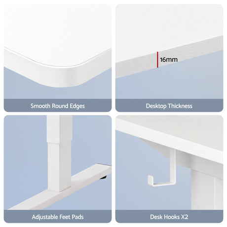 Artiss Standing Desk Office Chair Sit Stand Ergonomic Combo 140cm White, image 7