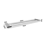 Double Towel Rail 70cm Rack Bar Holder Chrome - Front View