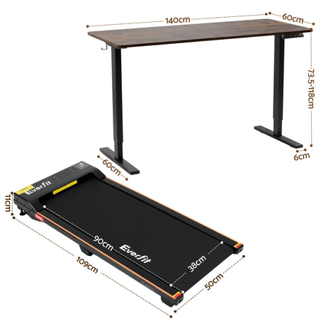 Artiss 140cm Standing Desk Treadmill Motorised Rustic Brown, image 3
