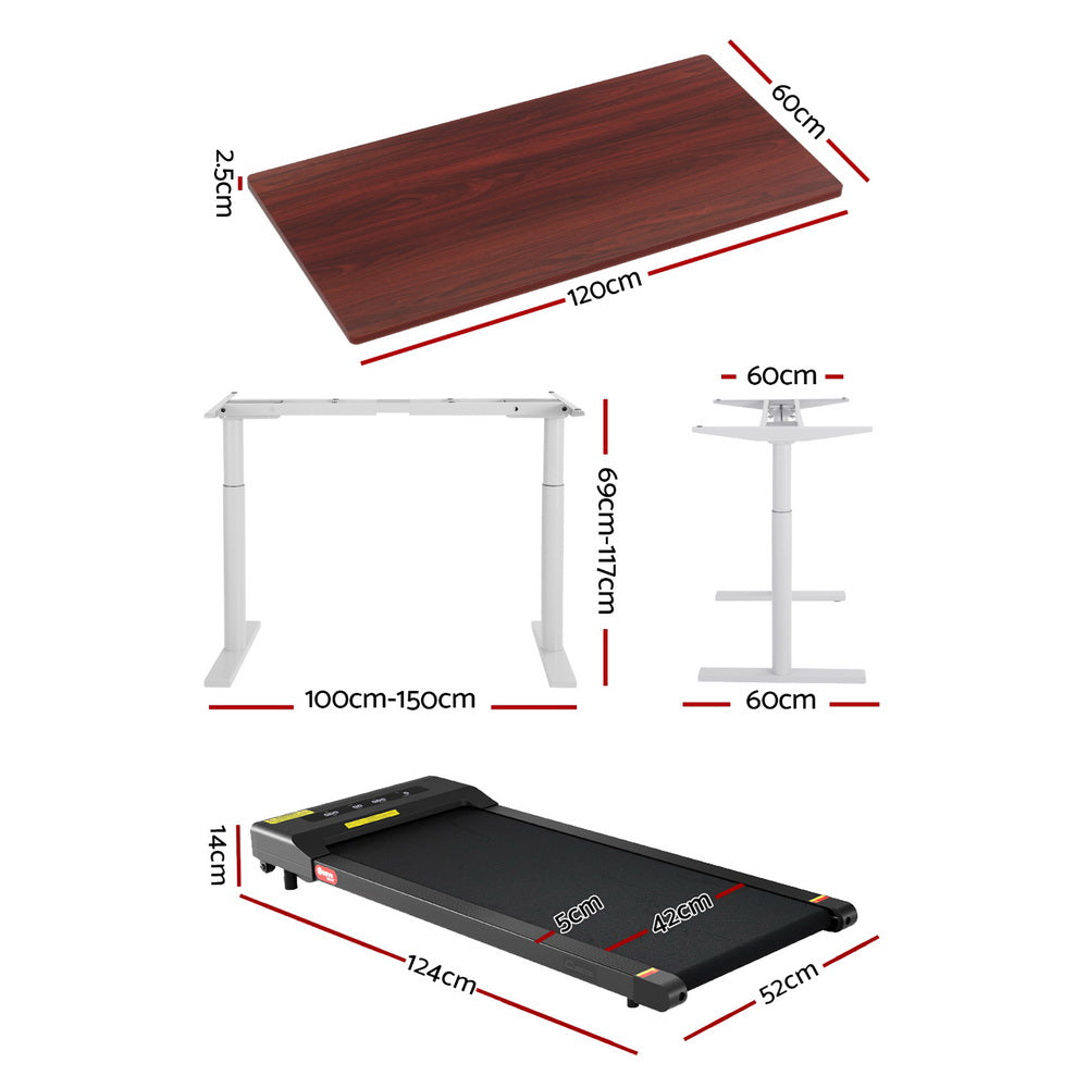 Artiss 120cm Automatic Standing Desk with 400mm Electric Walking Pad Treadmill