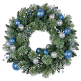 61cm Blue Collection Multicolour Pre-Lit Christmas Wreath - Side View