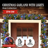 Christabelle 274cm Blue Collection Multicolour Pre-Lit Christmas Garland - Top-Down View
