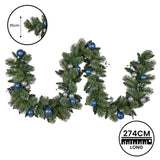 Christabelle 274cm Blue Collection Multicolour Pre-Lit Christmas Garland - 45-Degree Angle