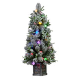 Christabelle Snowy Crown Pine Potted Christmas Tree 1.2m Multicolour Pre-Lit with Snowball Ligh