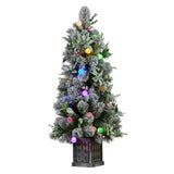 Christabelle Snowy Crown Pine Potted Christmas Tree 1.2m Multicolour Pre-Lit with Snowball Ligh