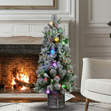 Christabelle Snowy Crown Pine Potted Christmas Tree 1.2m Multicolour Pre-Lit with Snowball Ligh