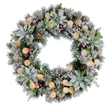 Christabelle 61cm Snowy Crown Pine Pre-Lit Multicolour Christmas Wreath - Side View