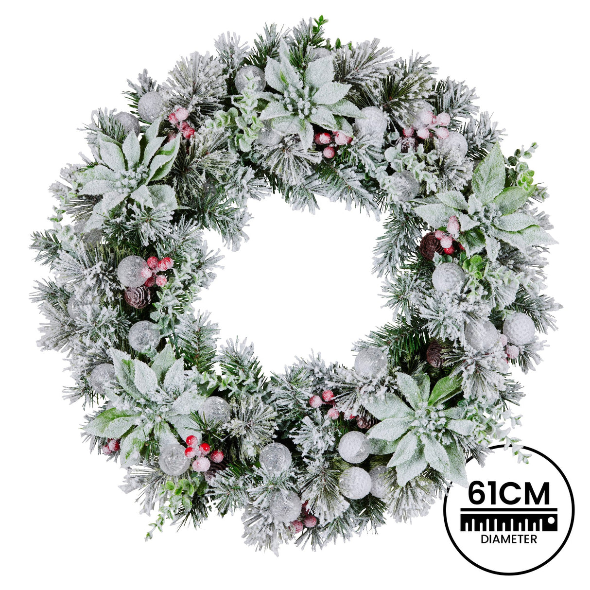 Christabelle 61cm Snowy Crown Pine Pre-Lit Multicolour Christmas Wreath