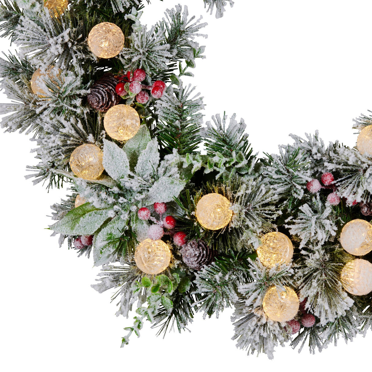 Christabelle 61cm Snowy Crown Pine Pre-Lit Multicolour Christmas Wreath