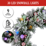 Christabelle 61cm Snowy Crown Pine Pre-Lit Multicolour Christmas Wreath - Close-Up Angle