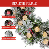 Christabelle 61cm Snowy Crown Pine Pre-Lit Multicolour Christmas Wreath - Low Angle