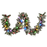 Christabelle 274cm Snowy Crown Pine Pre-Lit Multicolour Christmas Garland - Front View