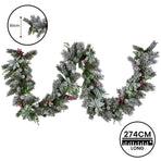 Christabelle 274cm Snowy Crown Pine Pre-Lit Multicolour Christmas Garland