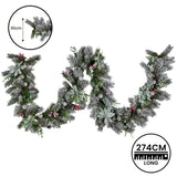 Christabelle 274cm Snowy Crown Pine Pre-Lit Multicolour Christmas Garland - 45-Degree Angle