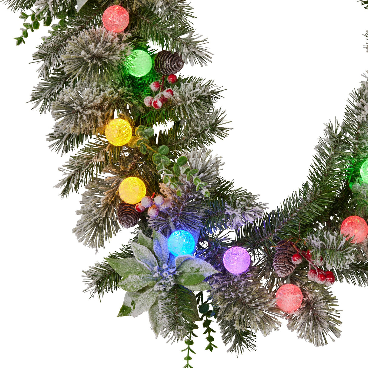 Christabelle 274cm Snowy Crown Pine Pre-Lit Multicolour Christmas Garland