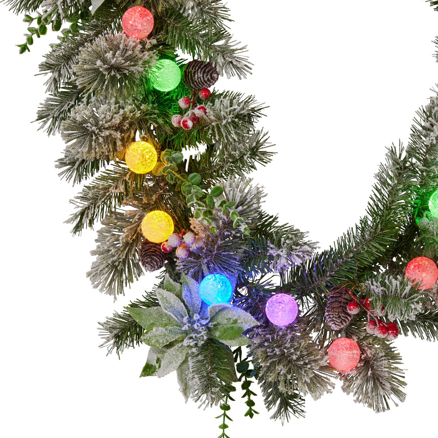 Christabelle 274cm Snowy Crown Pine Pre-Lit Multicolour Christmas Garland