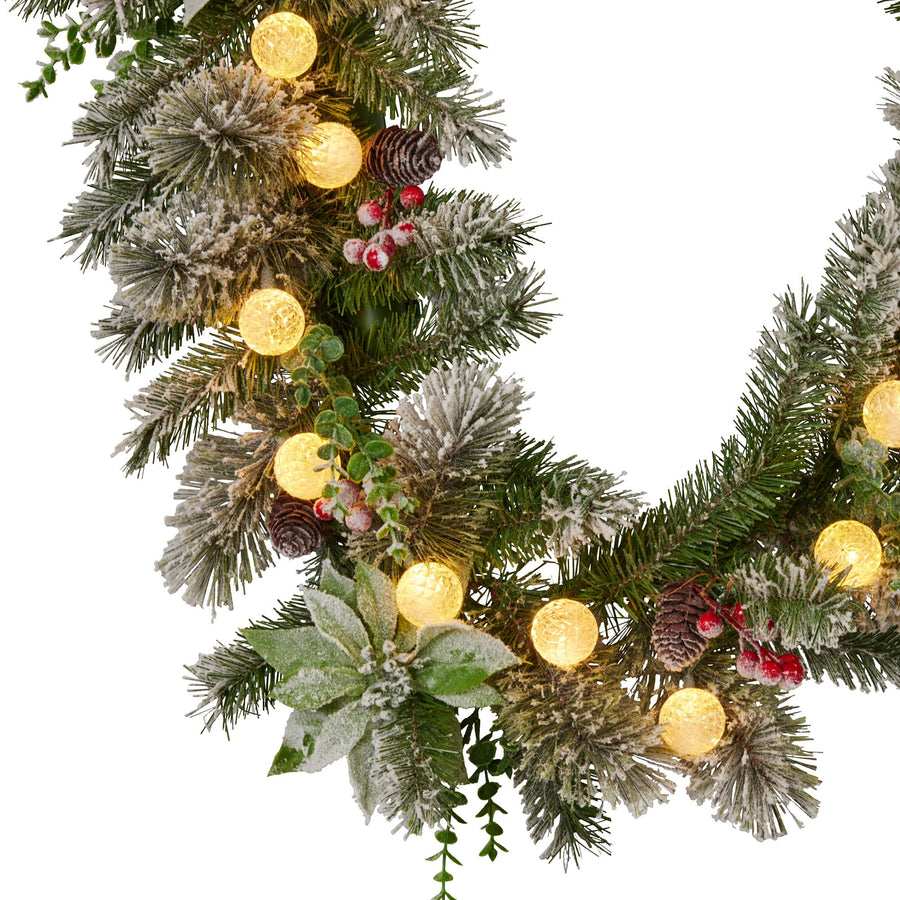 Christabelle 274cm Snowy Crown Pine Pre-Lit Multicolour Christmas Garland