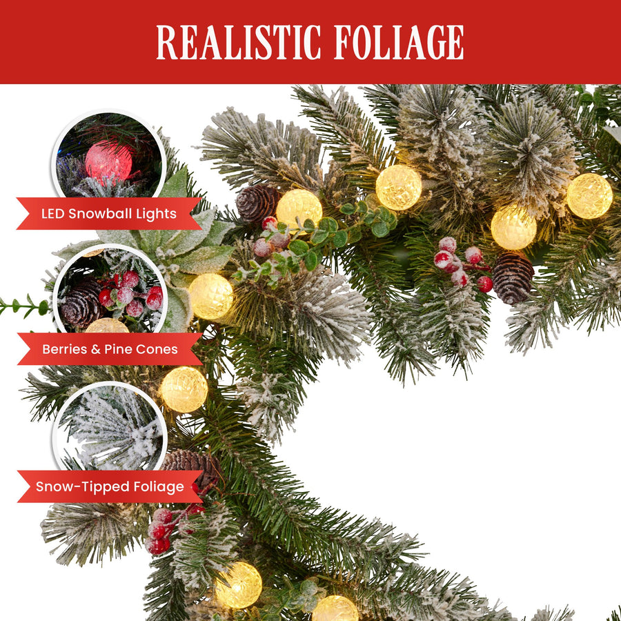 Christabelle 274cm Snowy Crown Pine Pre-Lit Multicolour Christmas Garland