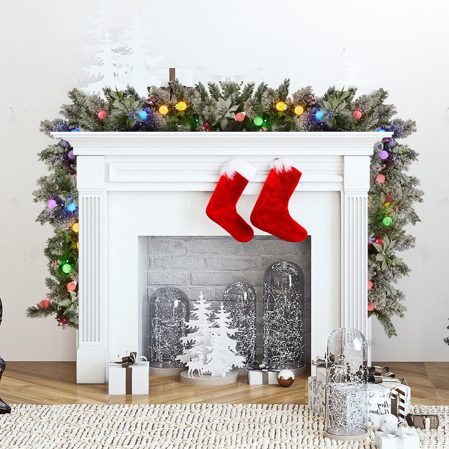 Christabelle 274cm Snowy Crown Pine Pre-Lit Multicolour Christmas Garland