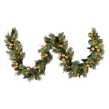 Christabelle 274cm Pre-Lit Christmas Garland Gold Baubles Battery-Operated Warm White LED Light - Front View