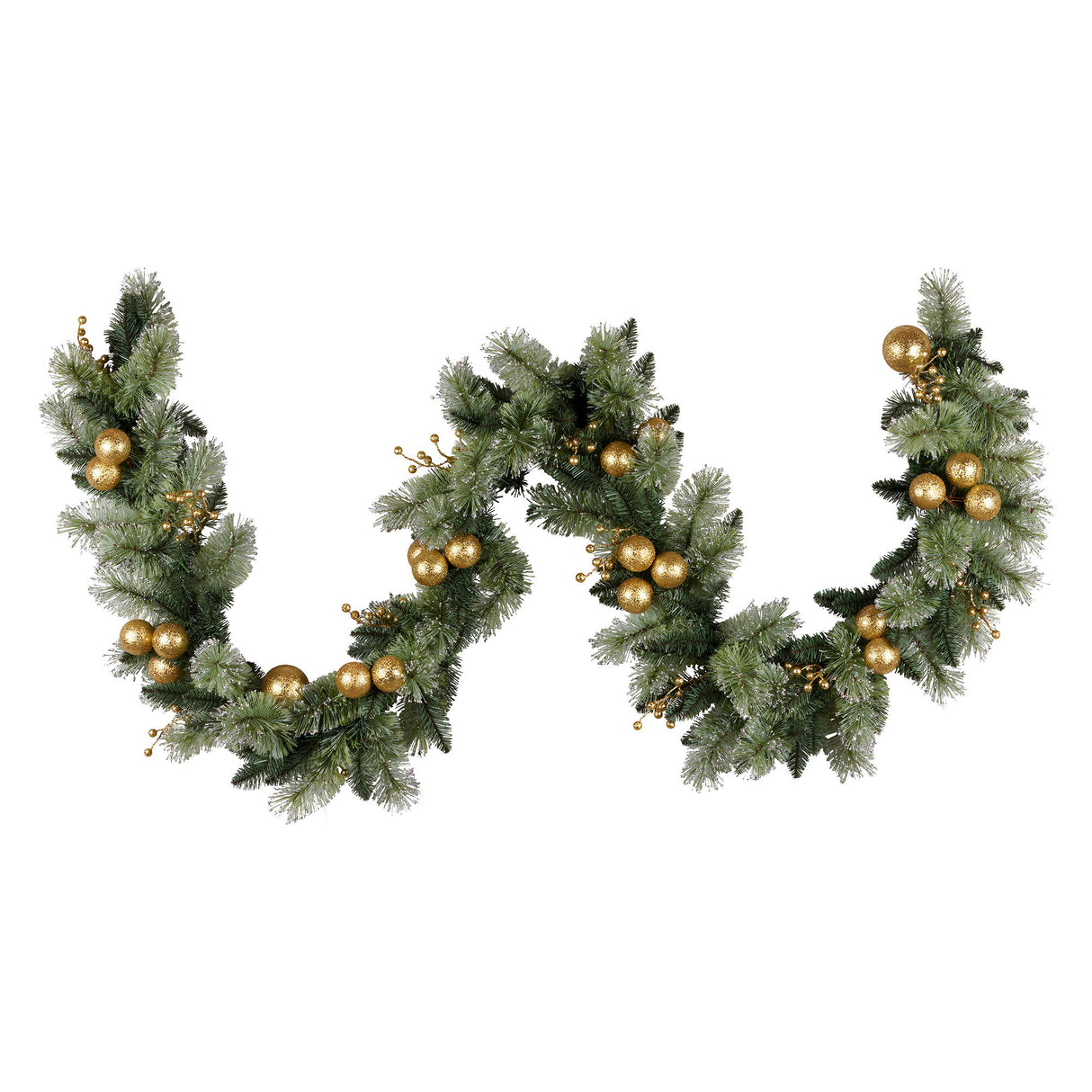 Christabelle 274cm Pre-Lit Christmas Garland Gold Baubles Battery-Operated Warm White LED Light