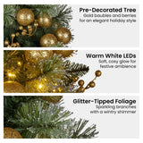 Christabelle 61cm Battery-Operated Christmas Tree Warm Lights LED Table Top Gold - 45-Degree Angle