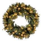 Christabelle 61cm Battery-Operated Christmas Wreath Glittery Gold Pine