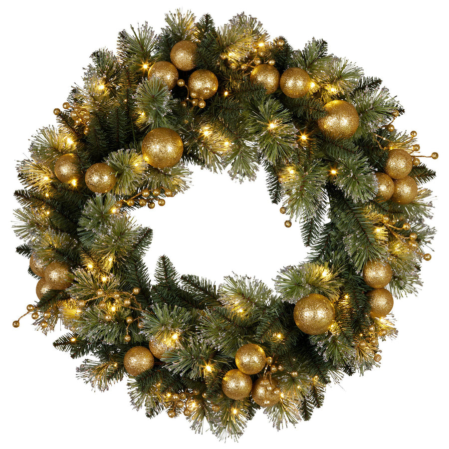 Christabelle 76cm Christmas Wreath Battery-Operated Warm White Lights Xmas Decor