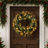 Christabelle 76cm Christmas Wreath Battery-Operated Warm White Lights Xmas Decor - Rear View