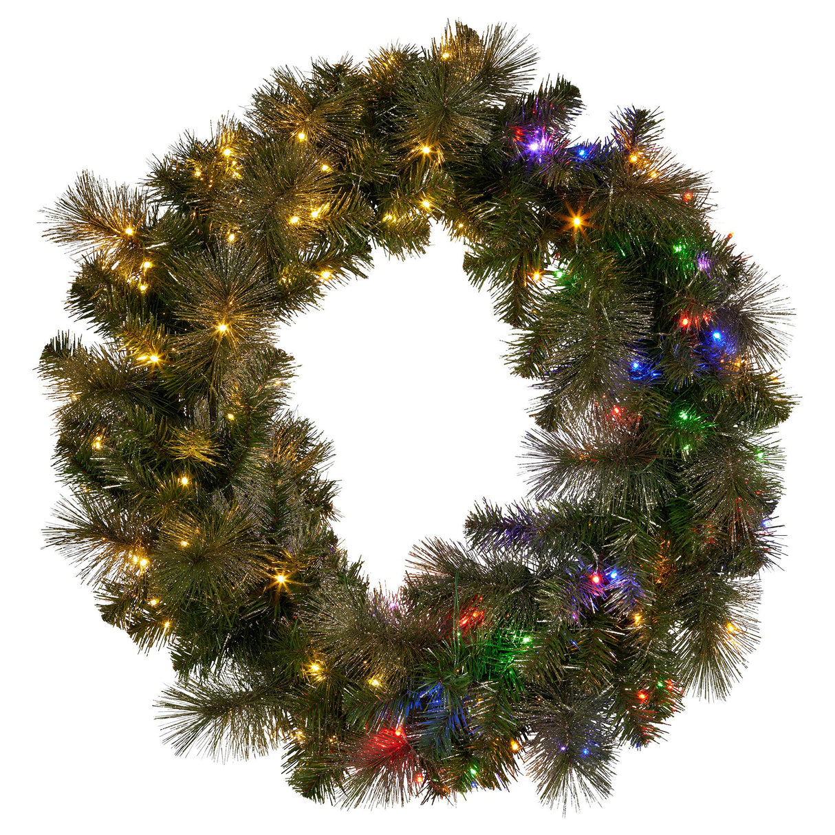 Christabelle 122cm Battery-Operated Split Christmas Wreath Glittery Gold Pine