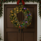 Christabelle 122cm Battery-Operated Split Christmas Wreath Glittery Gold Pine