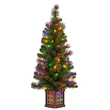 Christabelle 4ft Christmas Tree Glittery Gold Pine Foliage LED Multi Lights Xmas Decor