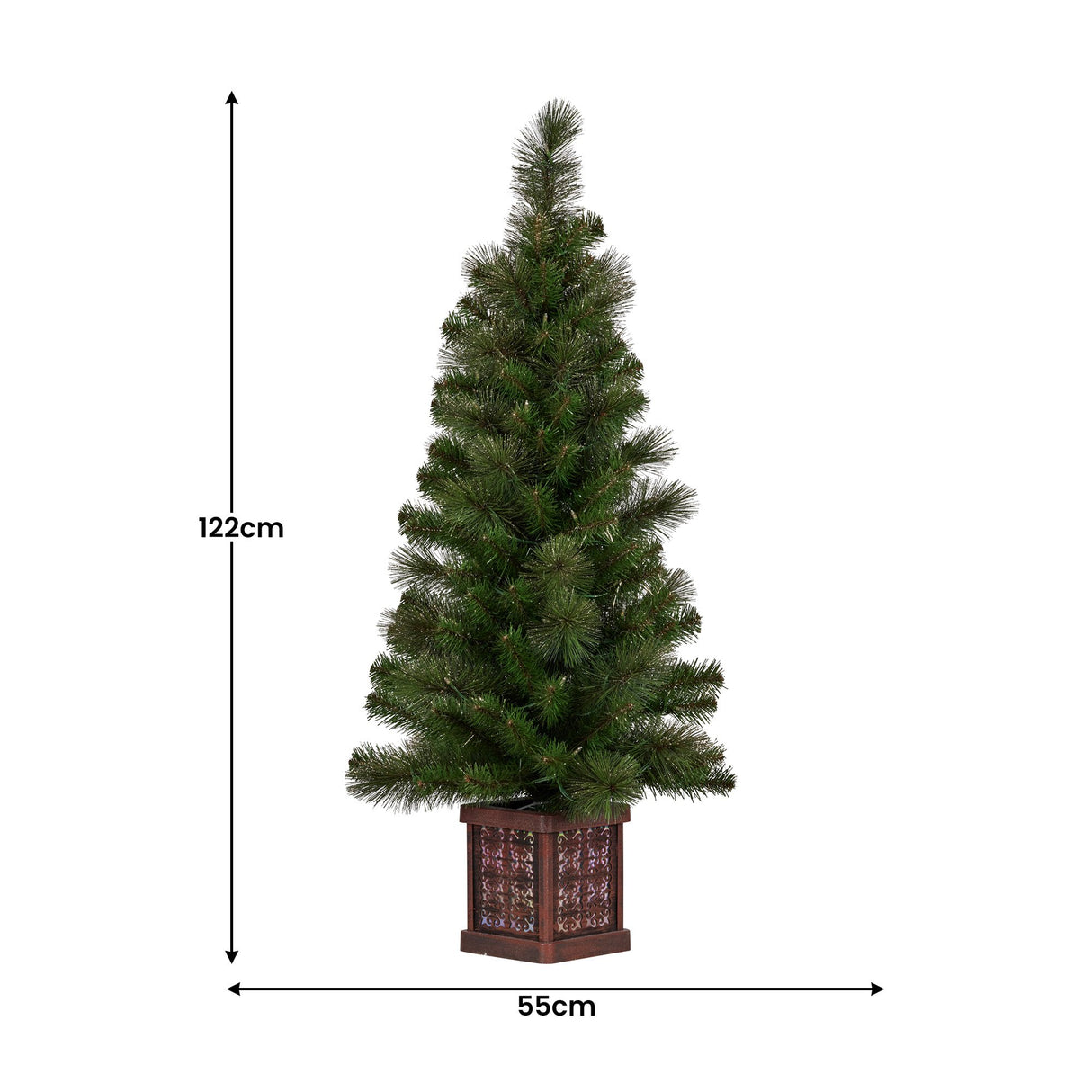 Christabelle 4ft Christmas Tree Glittery Gold Pine Foliage LED Multi Lights Xmas Decor
