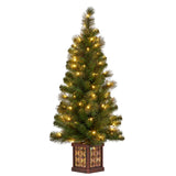 Christabelle 4ft Christmas Tree Glittery Gold Pine Foliage LED Multi Lights Xmas Decor