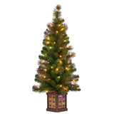 Christabelle 4ft  Christmas Tree Glittery Gold Pine Foliage LED Multi Lights Xmas Decor - 45-Degree Angle