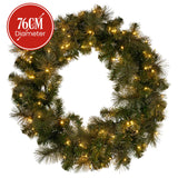 Christabelle 76cm Battery-Operated Split Christmas Wreath Glittery Gold Pine - Side View
