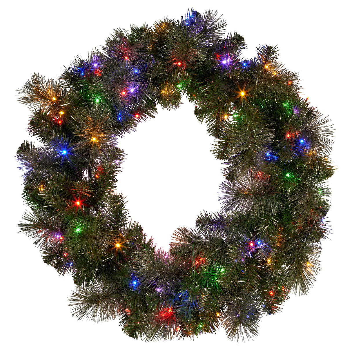 Christabelle 76cm Battery-Operated Split Christmas Wreath Glittery Gold Pine