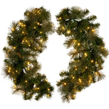 Christabelle 76cm Battery-Operated Split Christmas Wreath Glittery Gold Pine - 45-Degree Angle