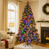 Christabelle 9ft Christmas Tree Glittery Gold Pine Needles 850 LED Multi-Functional Lights Xmas - Close-Up Angle