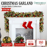 Christabelle 274cm Battery-Operated Christmas Garland Jingle Bells Collection - Front View