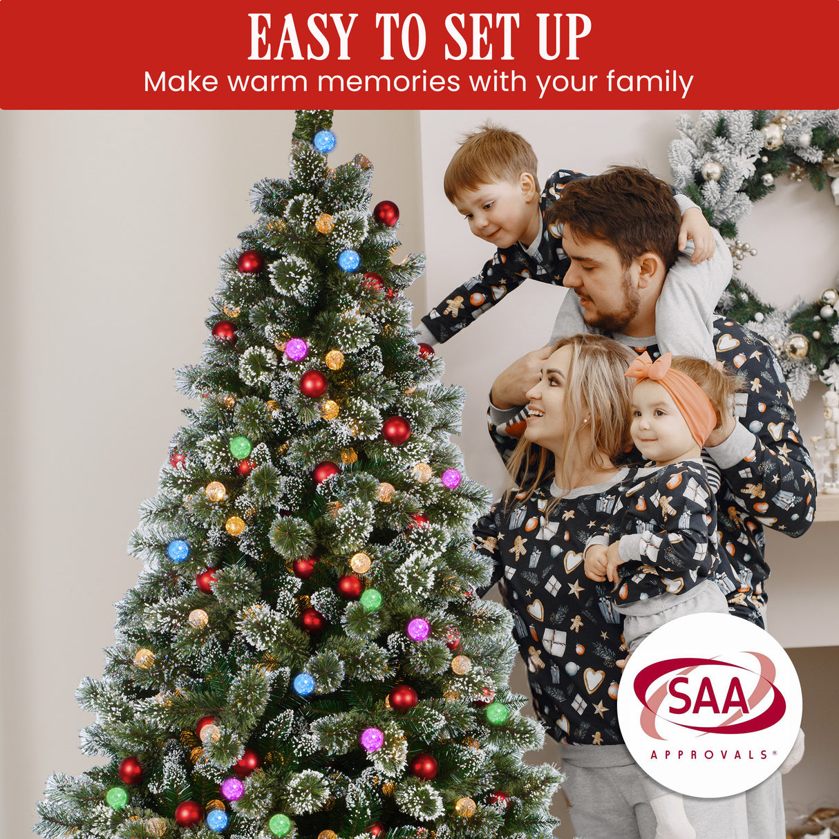 Christabelle Snowy Bristle 2.3m Multicolour Pre-Lit Christmas Tree with 1587 Tips