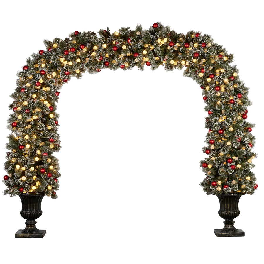 Christabelle Snowy Bristle 2.4m Christmas Archway with Snowball Lights