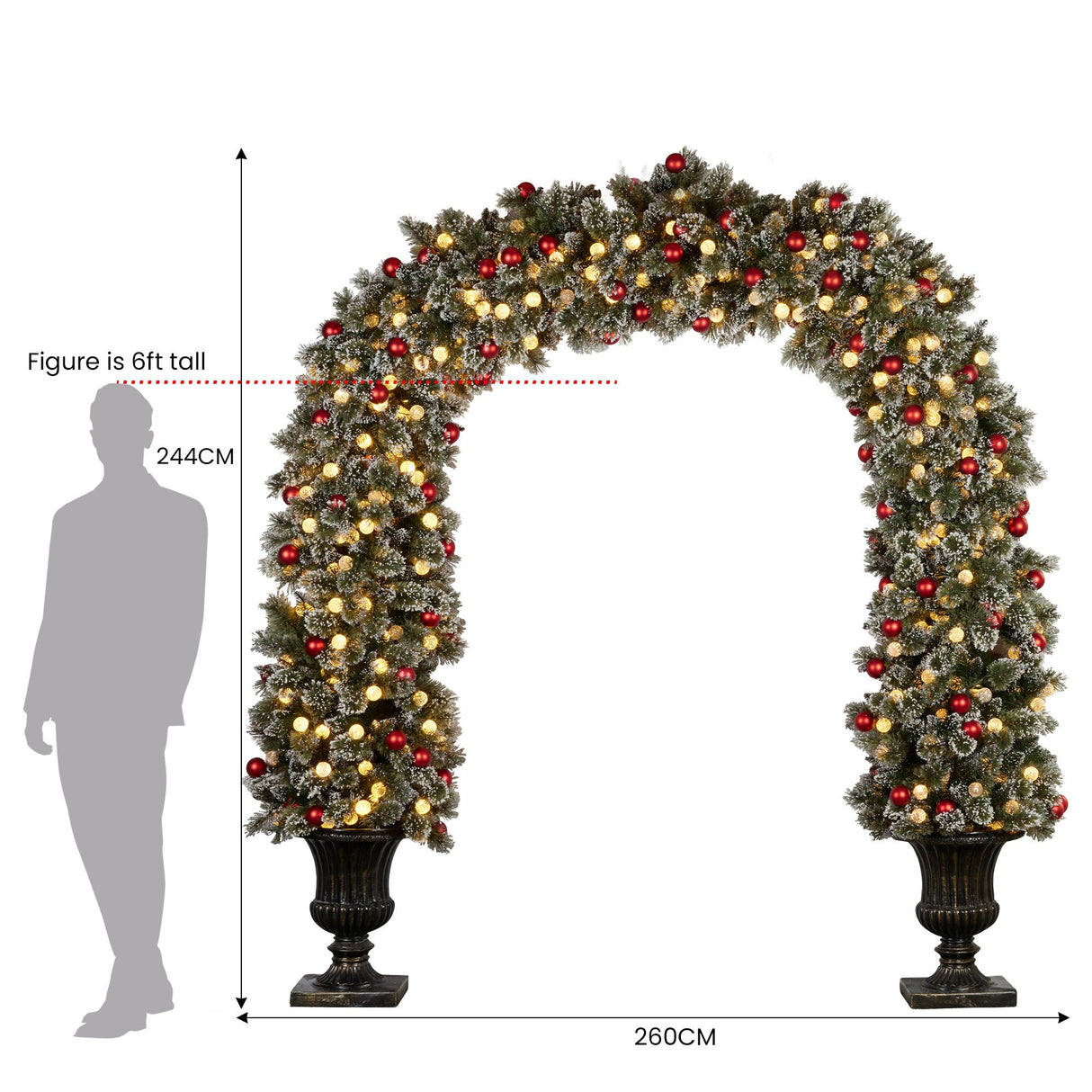 Christabelle Snowy Bristle 2.4m Christmas Archway with Snowball Lights