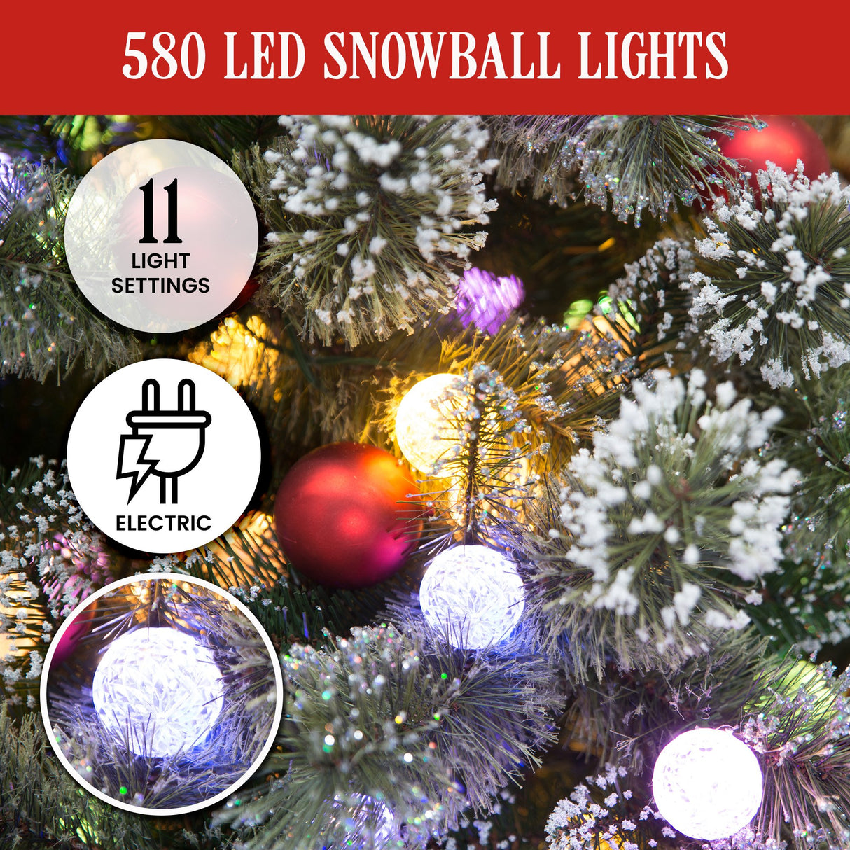 Christabelle Snowy Bristle 2.4m Christmas Archway with Snowball Lights
